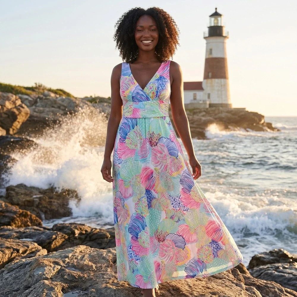 lilly pulitzer dress maxi Lilly Pulitzer | Dresses | Lilly Pulitzer Shell Print Maxi Dress Womens  Medium Multi Color Preppy Coastal